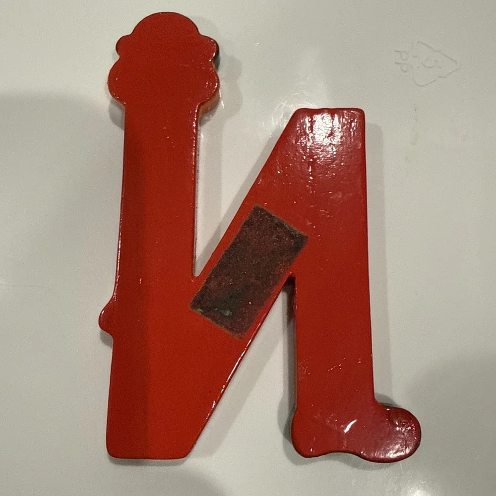 Vtg Sevi Clown Child Kids Alphabet Wooden Letter N‎ Personalized Decor Red